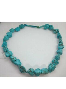 Vintage 24" Sleeping Beauty Turquoise Nugget Necklace | 198.7g | 18mm Beads